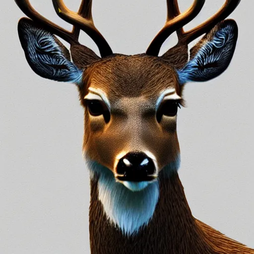 Prompt: a calming image of a deer. deer portrait. low poly. symmetric. stunning. trending on artstation