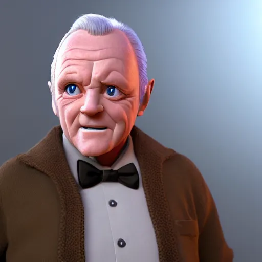 Prompt: anthony hopkins as a pixar disney character from up ( 2 0 0 9 ), unreal engine, octane render, 3 d render, photorealistic