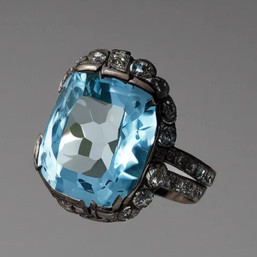 Image similar to Waya Steurbaut holding an aquamarine diamond in the style of waya Steurbaut