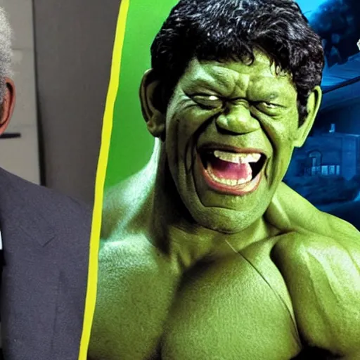 Prompt: Morgan freeman as the hulk