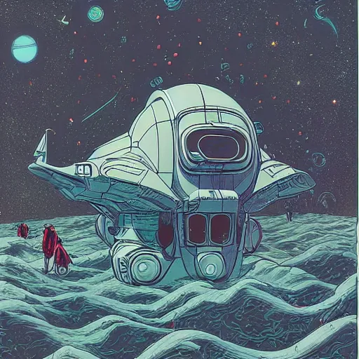 Image similar to a space ship designed by James Jean