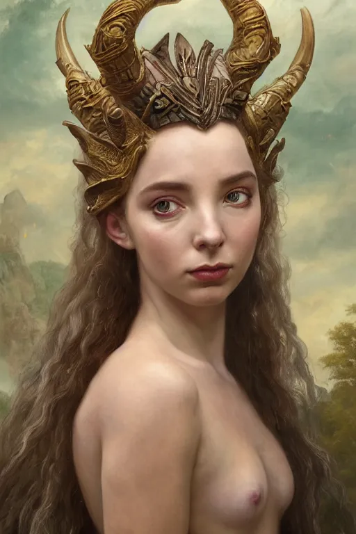 Image similar to A fantasy book style portrait painting of a hybrid Jodie Comer, Anya_Taylor-Joy as a Mystical Valkyrie Reptilian-Anubis Atlantean Warrior, François Boucher, Oil Painting, unreal 5, DAZ, hyperrealistic, octane render, Regal, Refined, Detailed Digital Art, RPG portrait, William-Adolphe Bouguereau, Michael Cheval, Walt Disney (1937), Steampunk, Volumetric Golden dappled dynamic lighting, Highly Detailed, Cinematic Lighting, Unreal Engine, 8k, HD