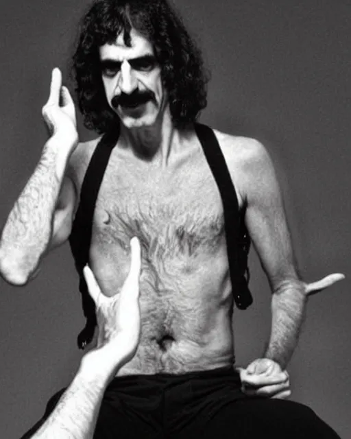 Image similar to Frank Zappa flipping the bird