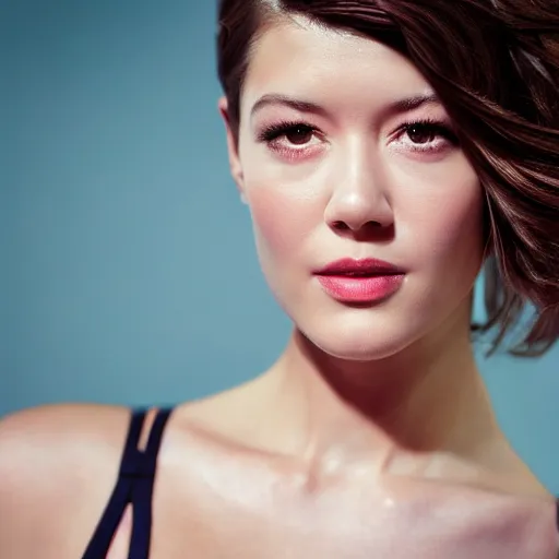 Image similar to Mary Elizabeth Winstead modeling for Victoria Secret, (Sony a7R IV, symmetric balance, polarizing filter, Photolab, Lightroom, PaintShop Pro, Dolby Vision)