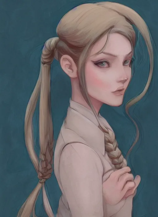 Prompt: a beautiful woman with pigtails by Loish