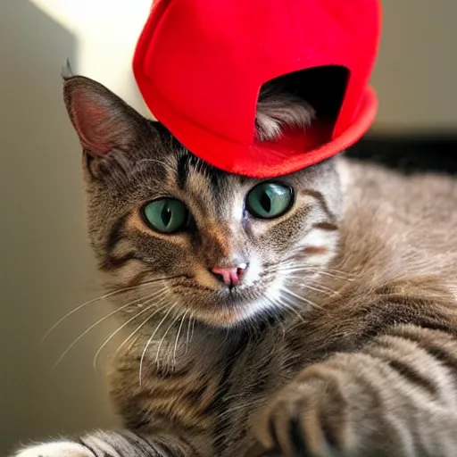 Image similar to Cat in red hat