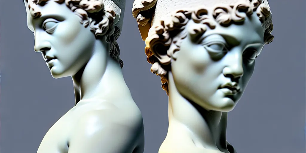 Image similar to ancient greek sculpture of rihanna, white marble, ultra realistic, studio photo, detailed.