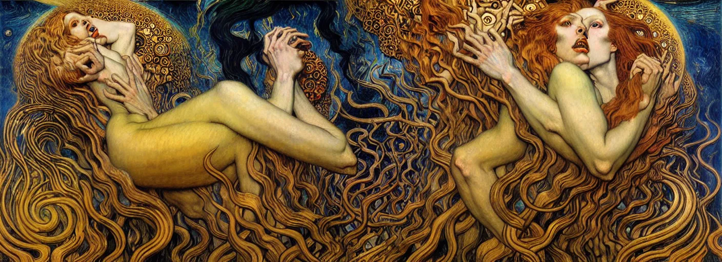 Image similar to Divine Chaos Engine by Karol Bak, Jean Delville, William Blake, Gustav Klimt, and Vincent Van Gogh, symbolist, visionary