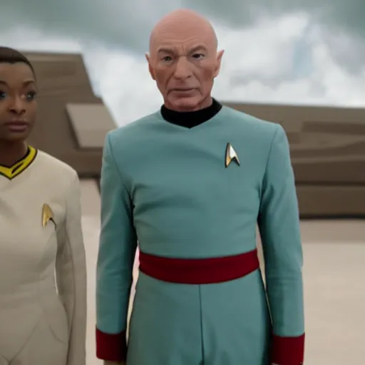 Image similar to a still of 2 1 savage as captain picard in star trek the next generation, 8 k