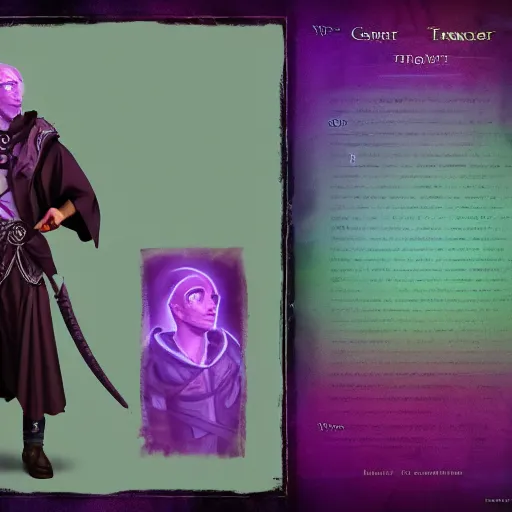 Prompt: a oil art portrait of tiefling mage with purple magic in style of disco elysium character, bard jester character sheet from critical role, 4 k, ultra detail, volumetric lighting, unreal engine, octane render, grimdark