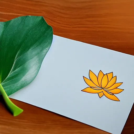 Prompt: a lotus flower with a leaf, company logo, professional
