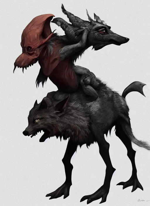 Image similar to Goblin with no legs riding a wolf, digital painting, 8k, HD