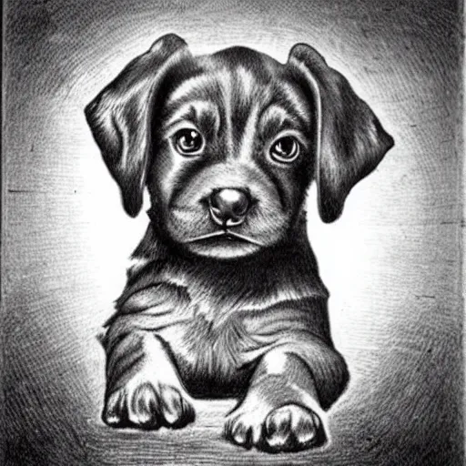 Charcoal Drawing of a Realistic Puppy · Creative Fabrica