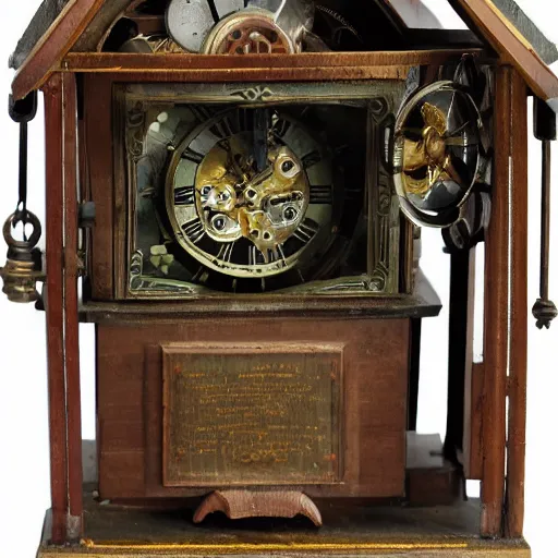 Image similar to 19th century mechanical automata clock depicting a village with mechanical people