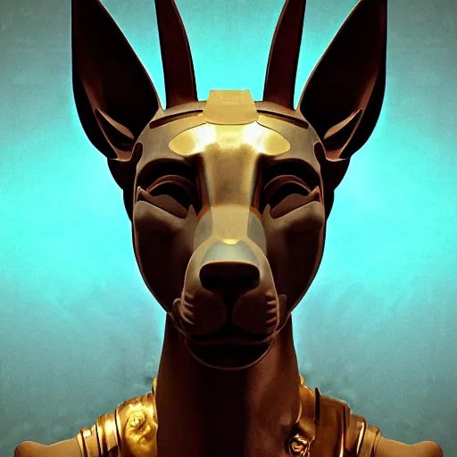 Image similar to digital anubis, nasus, head, by beeple