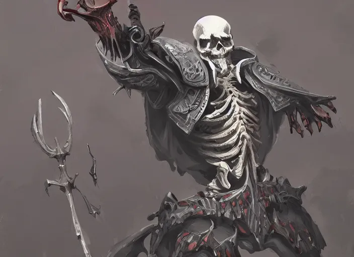 Prompt: bonespeaker enforcer, beautiful and detailed 4 k digital painting of a skeletal wizard by anato finnstark and bayard wu, trending on artstation