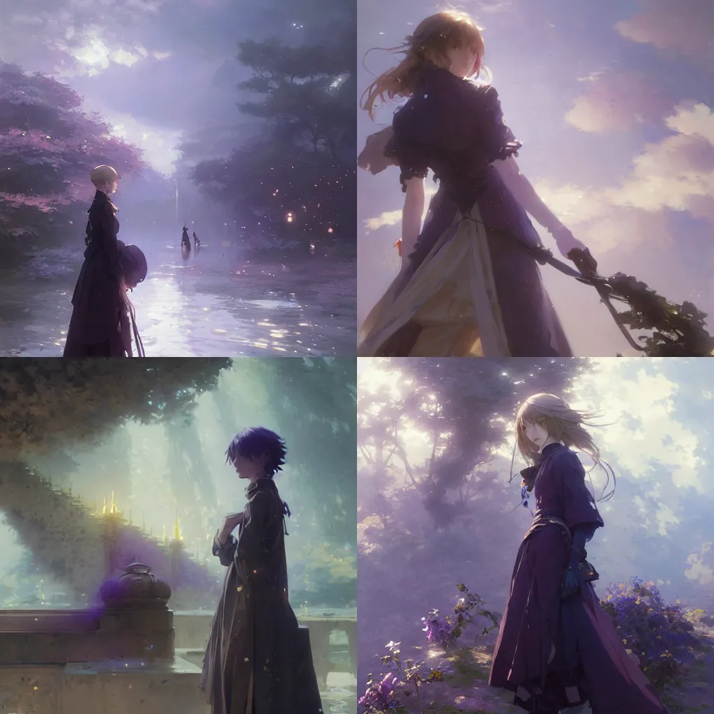 Image similar to female violet evergarden anime, intricate, sharp focus, illustration, highly detailed, digital painting, concept art, matte, art by ruan jia and wlop and greg rutkowski, masterpiece