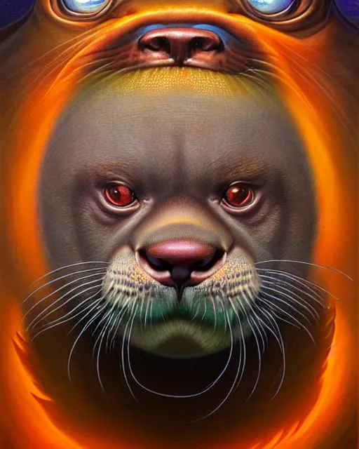 Image similar to detailed portrait of nick offerman as otter! hybrid by tomasz alen kopera and peter mohrbacher and johanna martine! and margaret keane! coherent luminescent