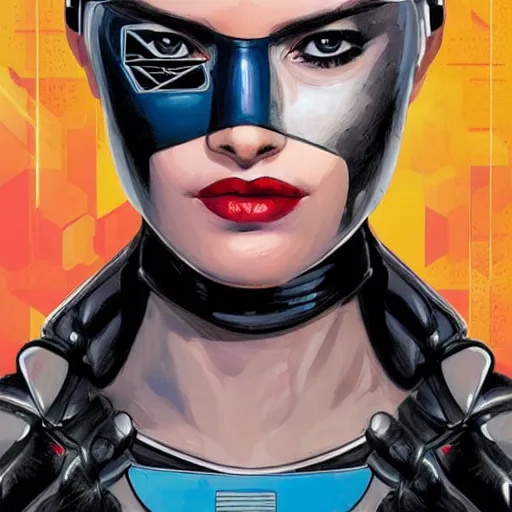 Image similar to portrait of a female android, by MARVEL comics and Sandra Chevrier