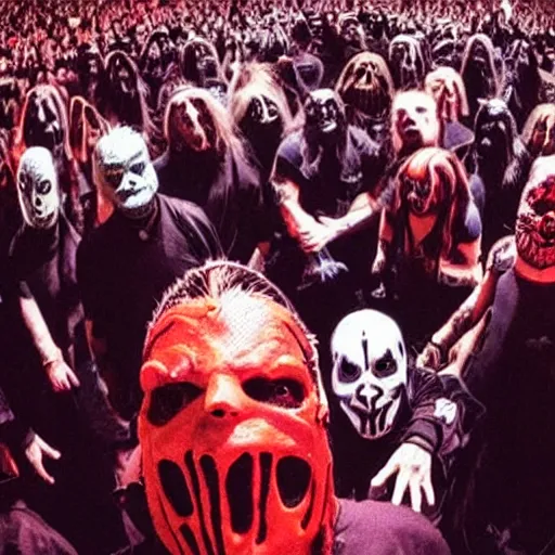 Image similar to slipknot concert moshpit of Juggalo jar jar binks