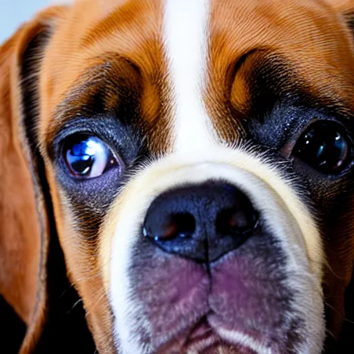 Image similar to 50mm photo, Owen Wilson symmetrical eyes holding a boxer puppy