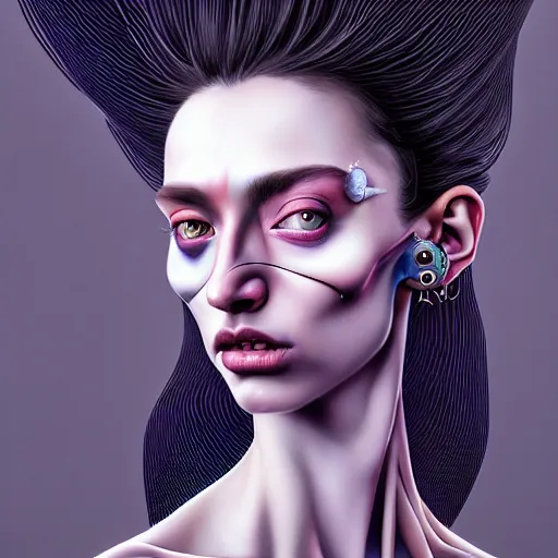 Image similar to Colour Caravaggio style Photography of Beautiful woman with highly detailed 1000 years old face wearing highly detailed sci-fi piercing designed by Josan Gonzalez. Many details . In style of Josan Gonzalez and Mike Winkelmann andgreg rutkowski and alphonse muchaand and Caspar David Friedrich and Stephen Hickman and James Gurney and Hiromasa Ogura. volumetric natural light