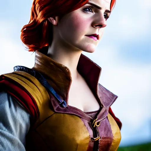 Image similar to Triss Merigold cosplay by Emma Watson, 8k, professional photography, cinematic studio shot