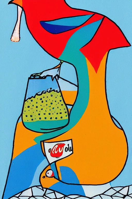 Image similar to a colorful bird drinking cola by bijou karman