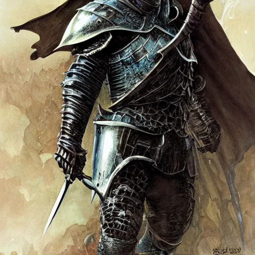 Image similar to dark souls knight as fantasy knight, realistic closeup portrait art by norman rockwell and donato giancola and greg rutkowski