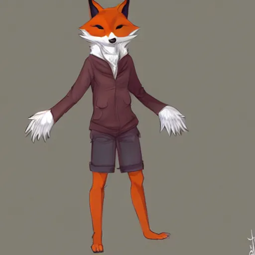 Image similar to an anthropomorphic fox, fursona!!! by kawacy, trending on artstation, full body