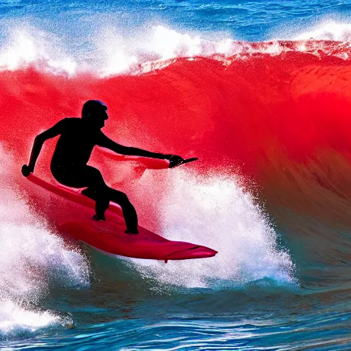 Prompt: riding a red wave