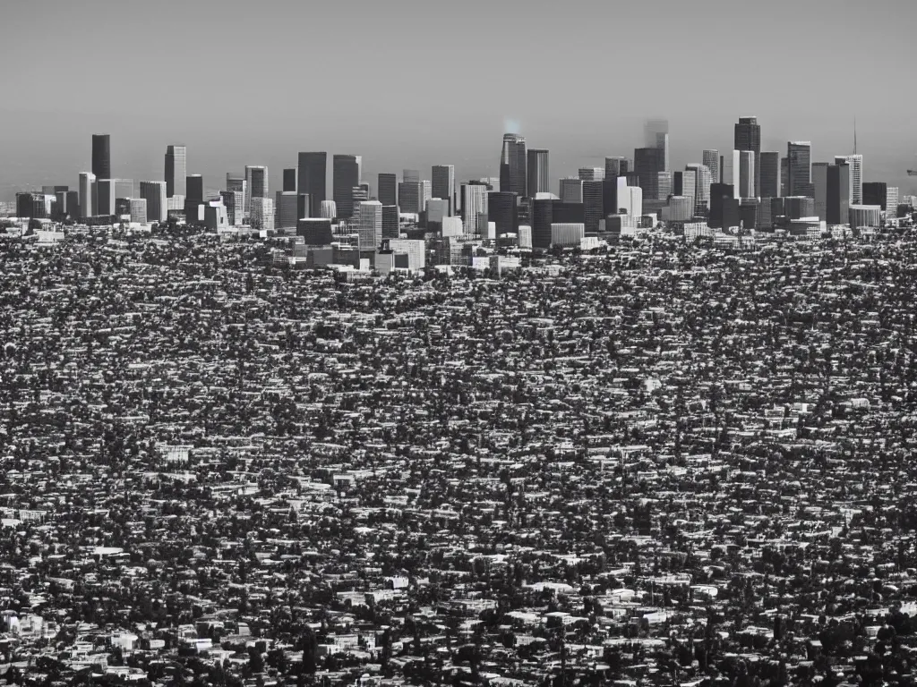 Image similar to “A black and white 28mm photo of Los Angeles”