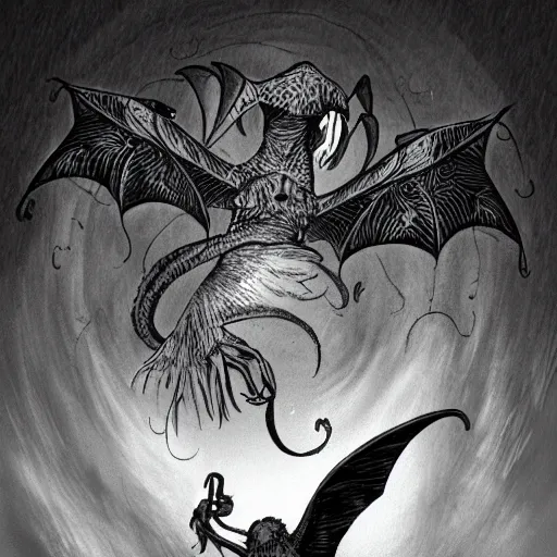 Prompt: an umbrella cockatoo summoning Cthulhu. dark fantasy, horror.