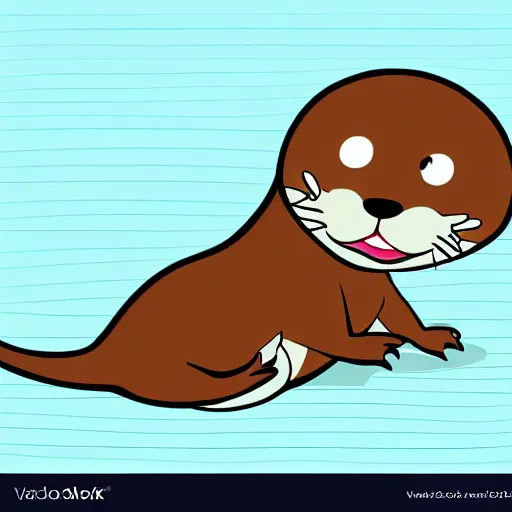 Image similar to A cute cartoon otter reading a book