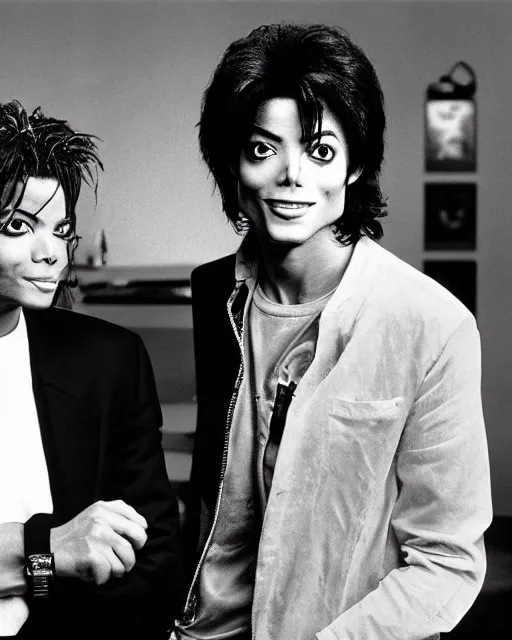 Image similar to genetic combination of michael jackson and paul mccartney, photographed in 1 9 9 7, dynamic lighting, ultra detailed, award winning photo