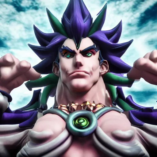 Image similar to Star platinum from jojo's bizzare adventure, realistic, 8k, octane render