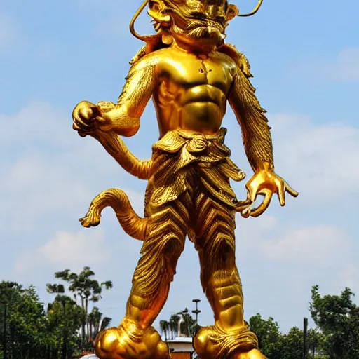 Prompt: golden statue of monkey king, powerful, hd