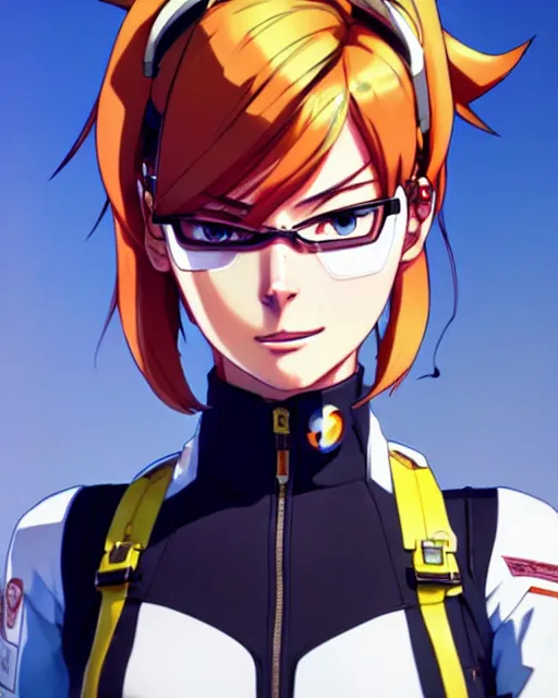 Image similar to Anime as Margot Robbie Playing Tracer Overwatch Tracer Overwatch || cute-fine-face, pretty face, realistic shaded Perfect face, fine details. Anime. Red-Line-Anime Red-Line-Anime realistic shaded lighting by Ilya Kuvshinov katsuhiro otomo ghost-in-the-shell, magali villeneuve, artgerm, Jeremy Lipkin and Michael Garmash and Rob Rey