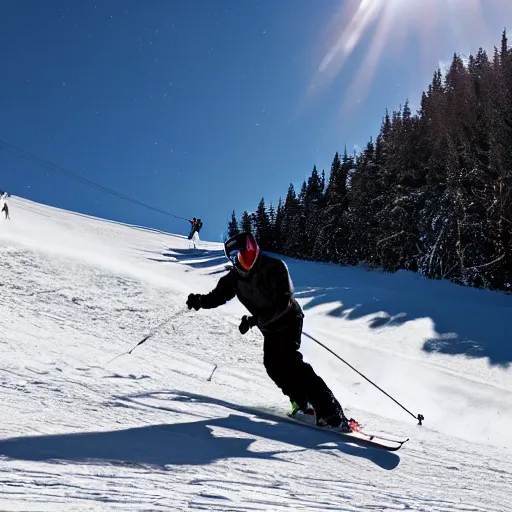 Image similar to photo of a guy skiing, the ground is all ice - cream