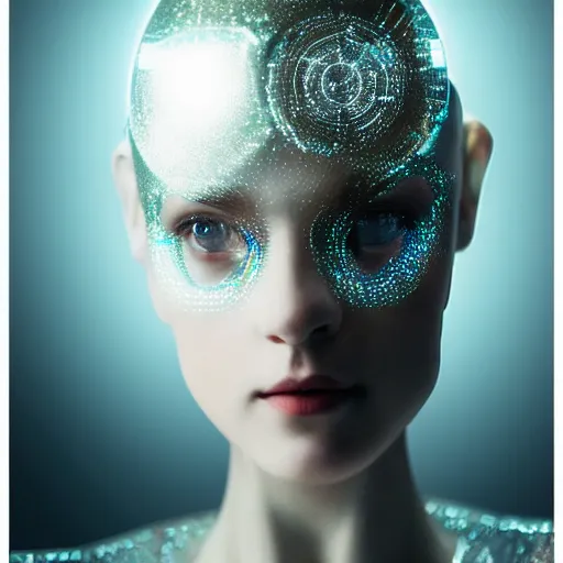 Image similar to beautiful centered fine art photo portrait of romantic beautiful girl as a solarpunk robotic humanoid, white mechanical parts with led lights, ballet style pose, photorealistic, white background, highly detailed and intricate, soft box lighting, hdr 8 k
