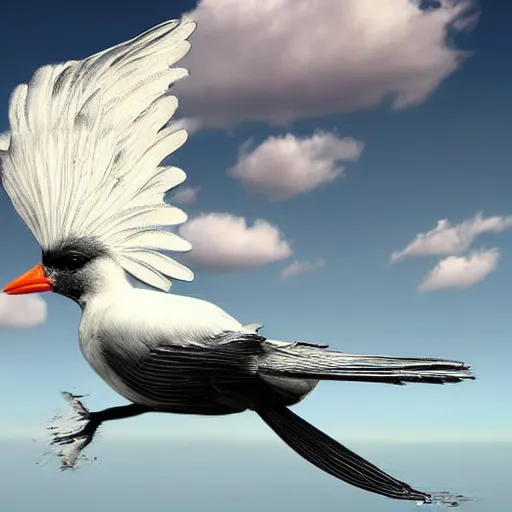 Image similar to bird floating on a cloud, 4 k hd award winning digital art, trending on artstation