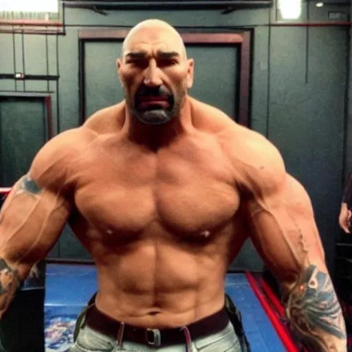 Prompt: Dave Bautista as Mike Haggar