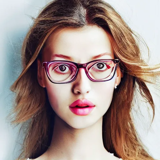 Image similar to girl with 4 eyes, fashion photo, detailed, realistic