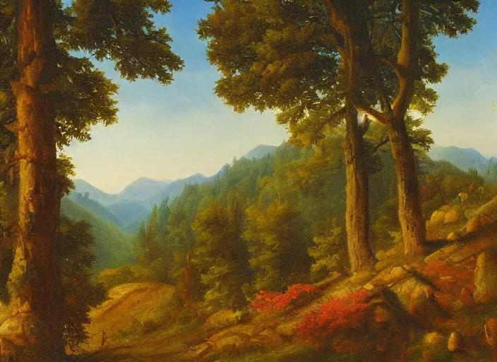 Image similar to the black forest, germany in the style of hudson river school of art, oil on canvas