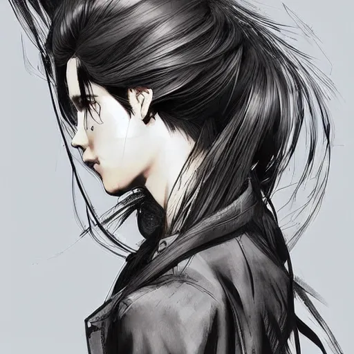 Image similar to beautiful long hairstyle, pinterest hair picture, back of the hair, long In style of Yoji Shinkawa and Hyung-tae Kim, concept art, highly detailed-H 704