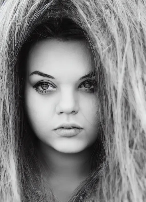 Image similar to portrait of a very beautiful!!!! curvy woman! symmetric face, petzval lens. featured on flickr, art photography. sharp eyes