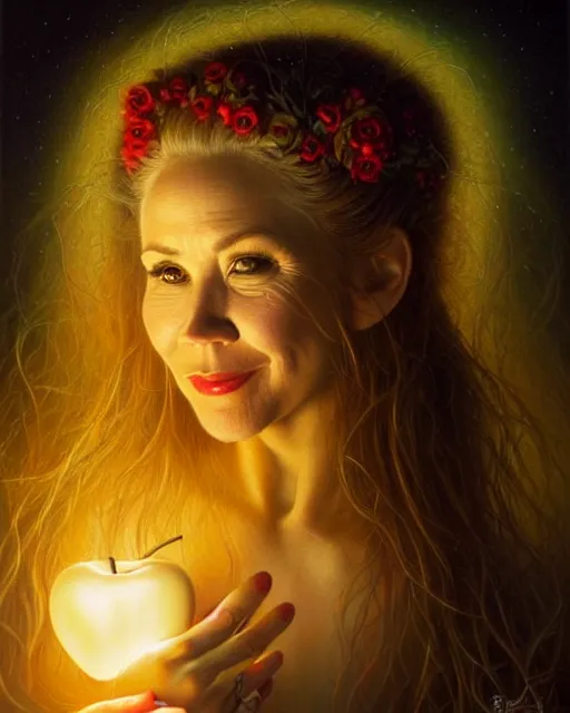 Image similar to detailed portrait of christina applegate apple!! gate! by tomasz alen kopera and peter mohrbacher and johanna martine! and margaret keane! coherent luminescent