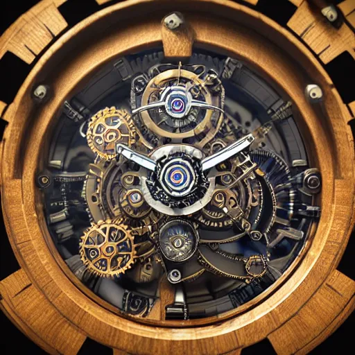 Image similar to “a highly intricate tourbillon watch, steampunk style, extreme detail, 3D render, octane 3D, studio lighting, 8K”