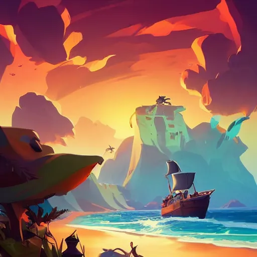 Image similar to painting treasure on sea of thieves game smooth median photoshop filter cutout vector, behance hd by jesper ejsing, by rhads, makoto shinkai and lois van baarle, ilya kuvshinov, rossdraws global illumination