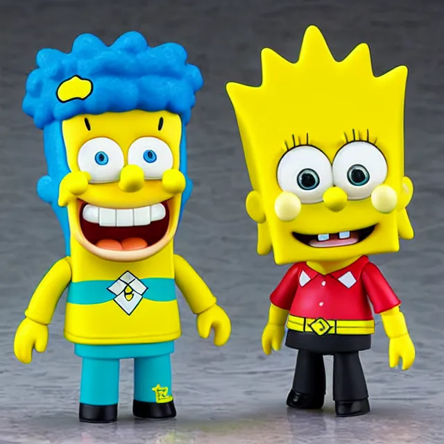 Image similar to spongebob bart simpson, an anime nendoroid of spongebob as bart simpson, figurine, detailed product photo